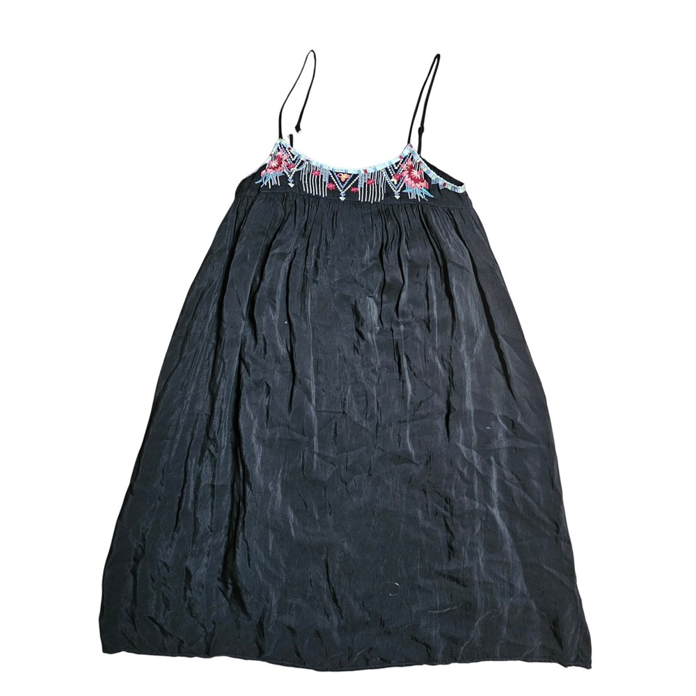Johnny Was Lisa Babydoll Dress XS‎ Embroidered Cupra Rayon Boho Coastal Resort